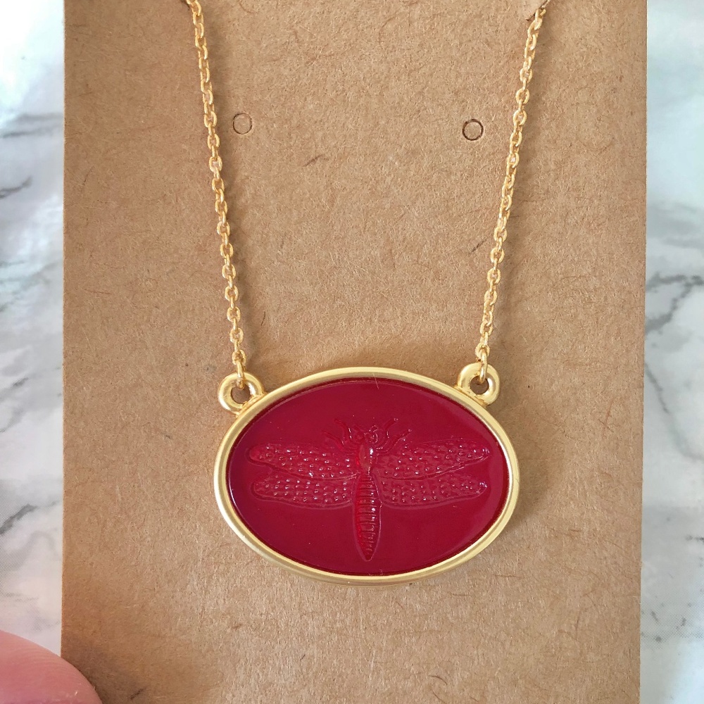 "Dragonfly in Amber" Necklace - 15' Chain